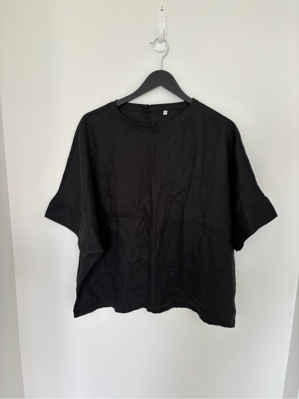 MUJI 100% Hemp Oversized Boxy Top – Black – Size S